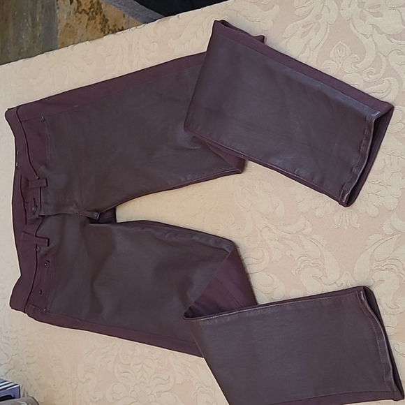 rag & bone Denim - Rag & Bone "Hyde" Half Lamb Leather Half Denim Skinny Jean Burgundy 28